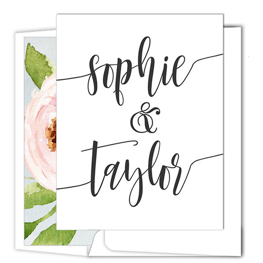 Black Large Swoosh Vertical Folded Note Cards